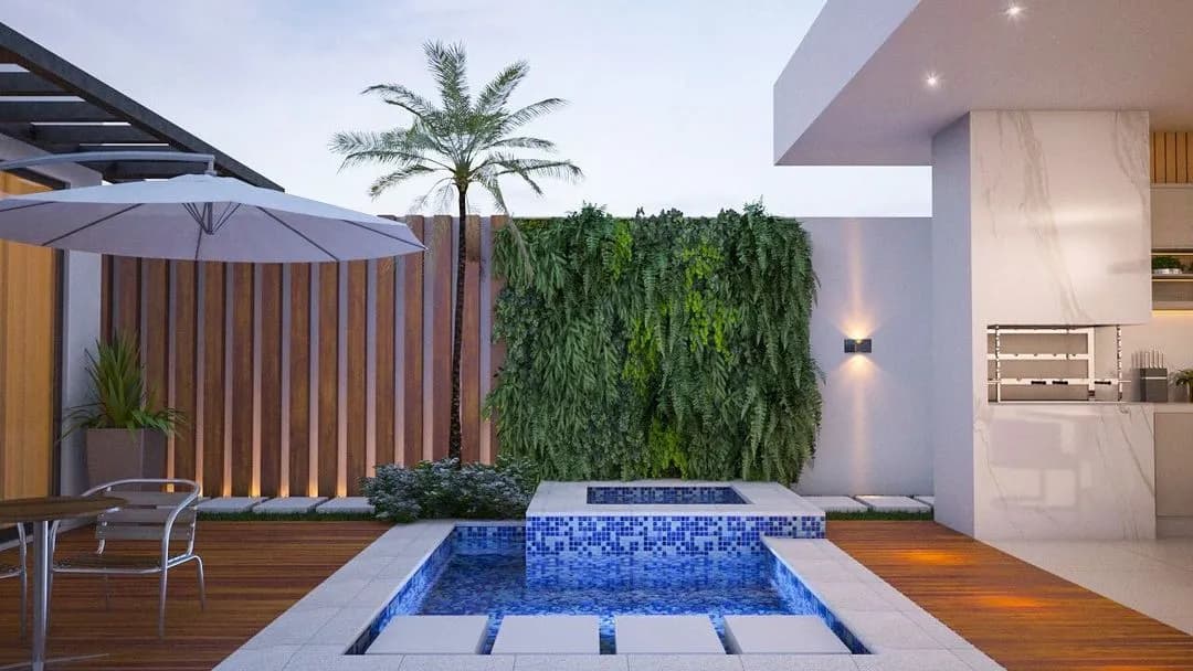 Imagem realista de uma casa moderna com piscina